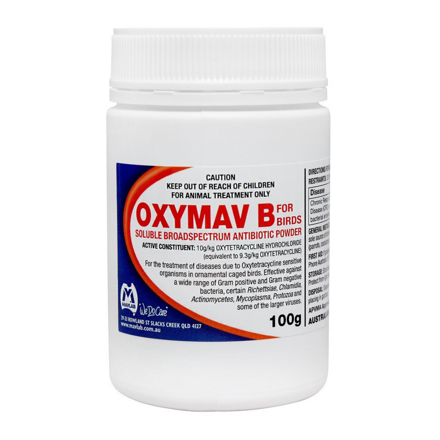 Oxymav B Soluble Antibiotic Powder For Birds (100g)